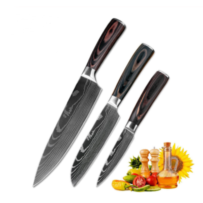 Professional Stainless Steel Kitchen knives Set Laser Damast Japanese Chef  Knife